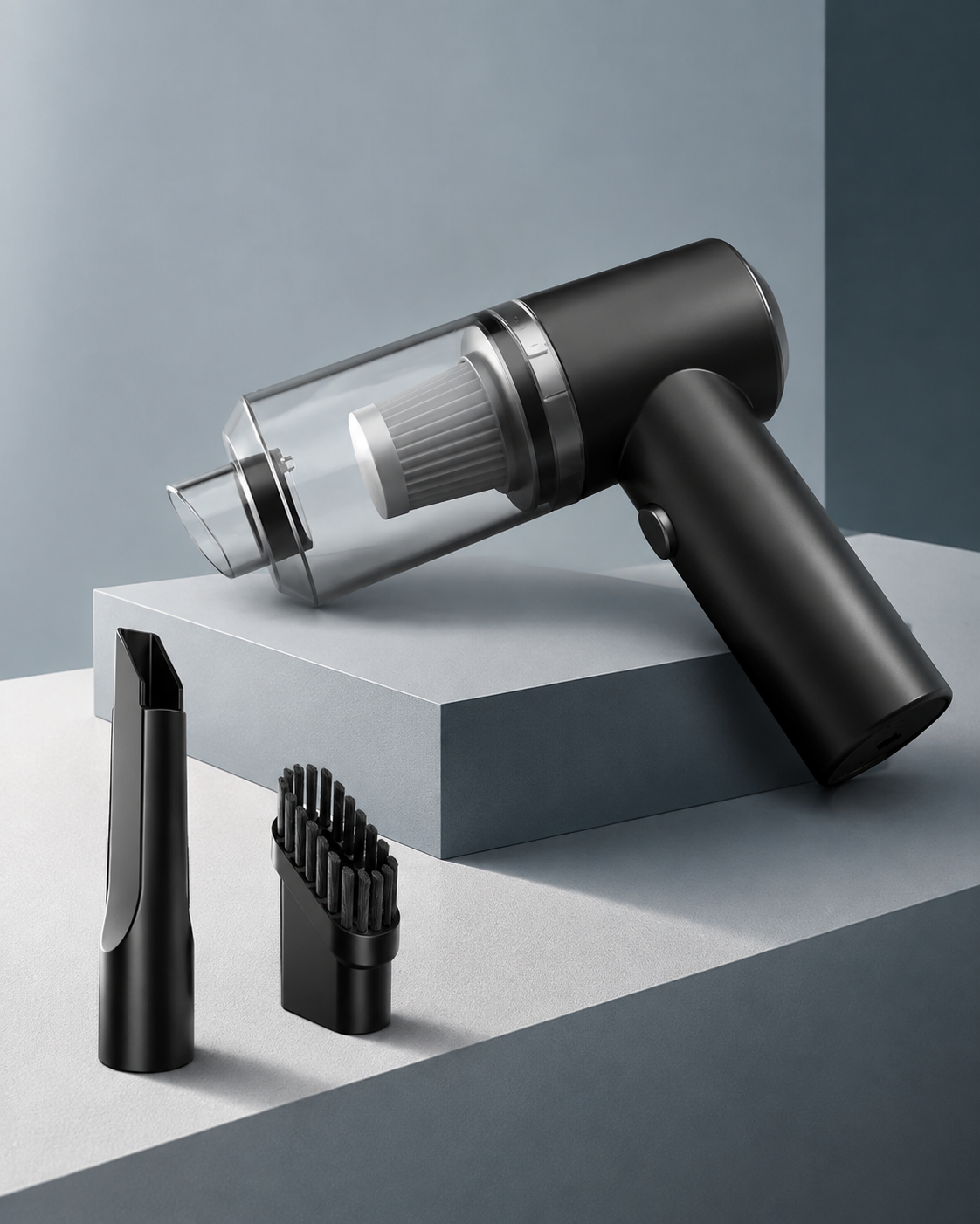 VORIQ ONE cordless vacuum with nozzle and brush attachments