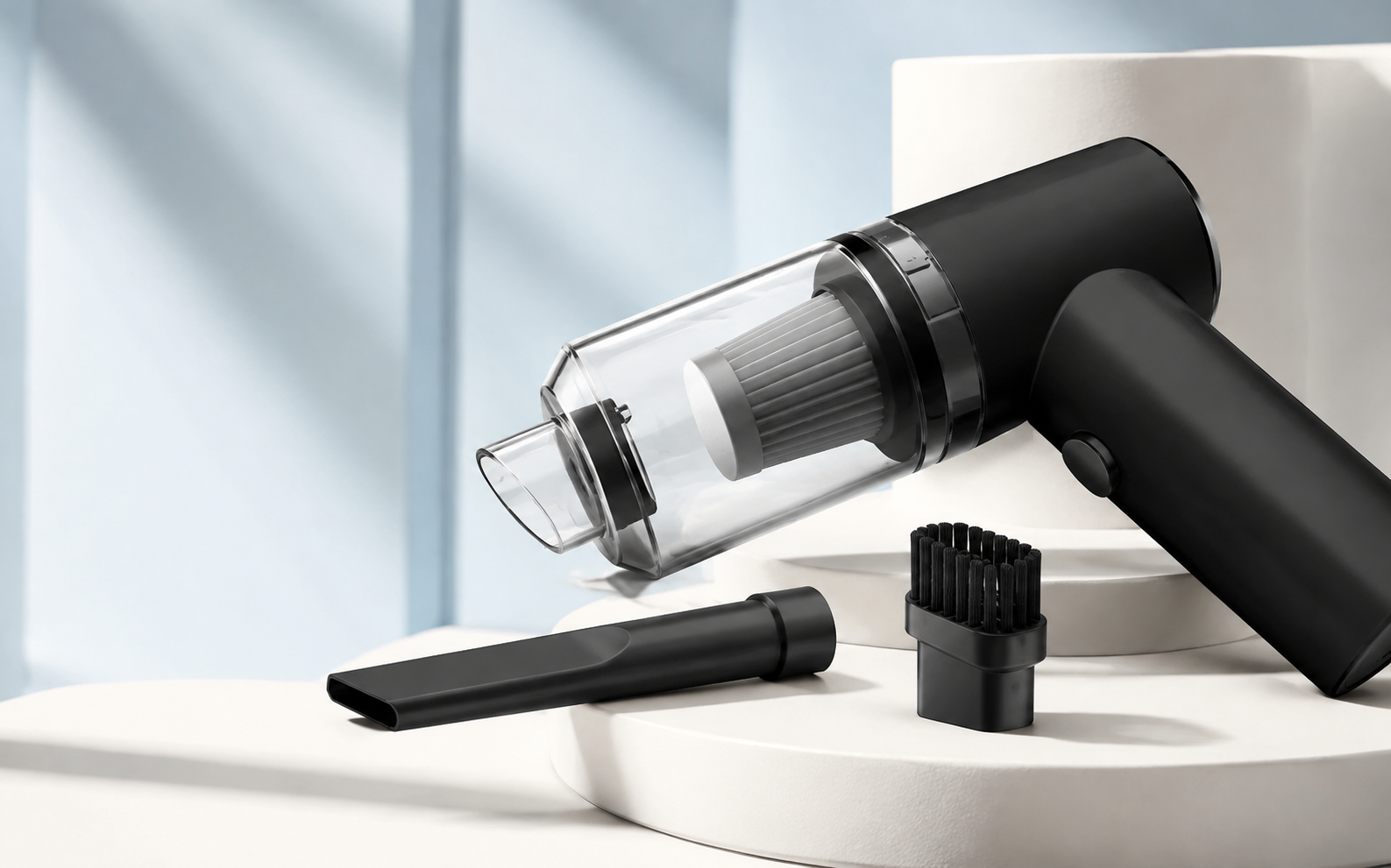 VORIQ ONE cordless car vacuum with precision attachments